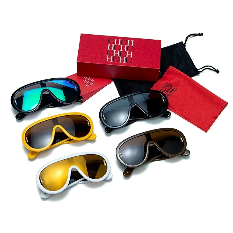 

Солнцезащитные очки CH Brand с цветными линзами высокого качества, уникальный дизайн, женские очки с необработанными краями, стильные и индивидуальные.