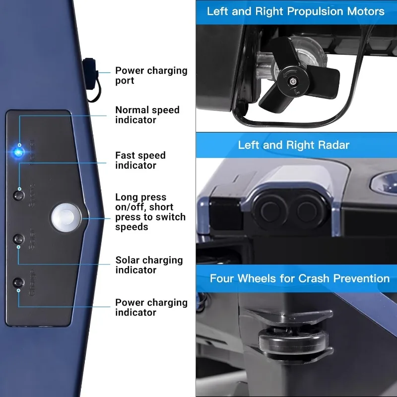 Pool Surface Cleaner Robot with Solar and Rechargeable Dual Mode, Cordless Robotic Pool Cleaner, Smart Pool Skimmer Basket