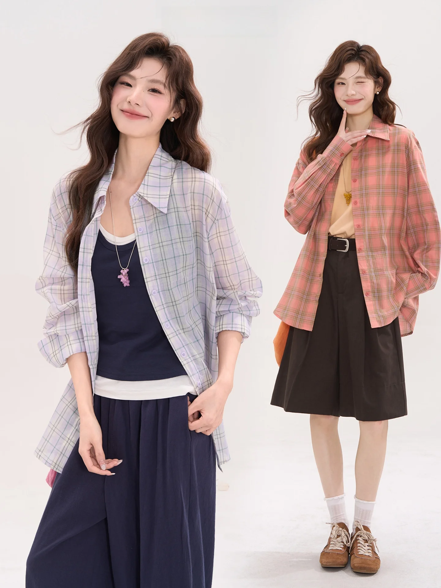 

Рубашка с длинными рукавами для защиты от солнца Heme, легкая женская рубашка в клетку, весенне-летняя повседневная рубашка свободного кроя из хлопкового фланеля