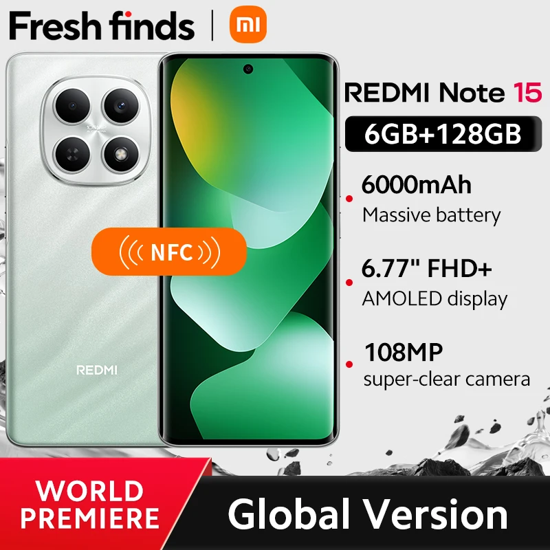 Смартфон Xiaomi Redmi Note 15 Global, AMOLED 6,77", 6000 мАч, 108 МП — фото товара