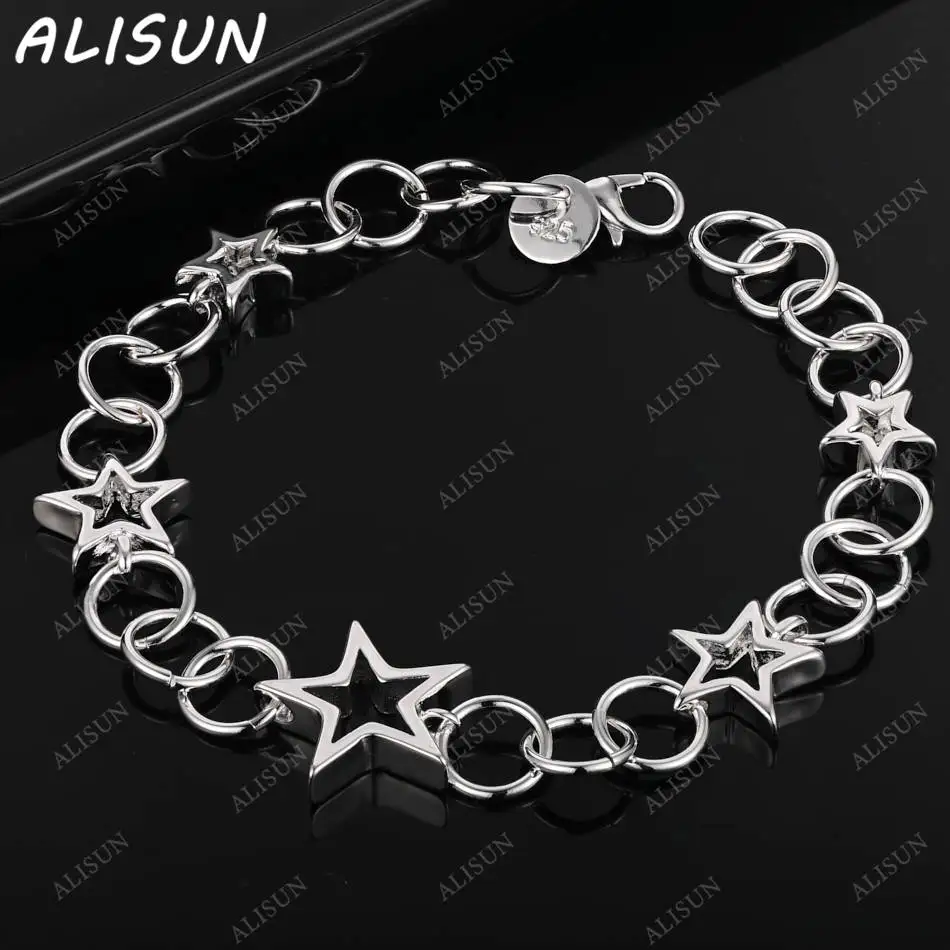 

ALISUN 925 Sterling Silver Stars Bracelets For Women Charm Trend Birthday Gifts Fashion Party Fine Jewelry