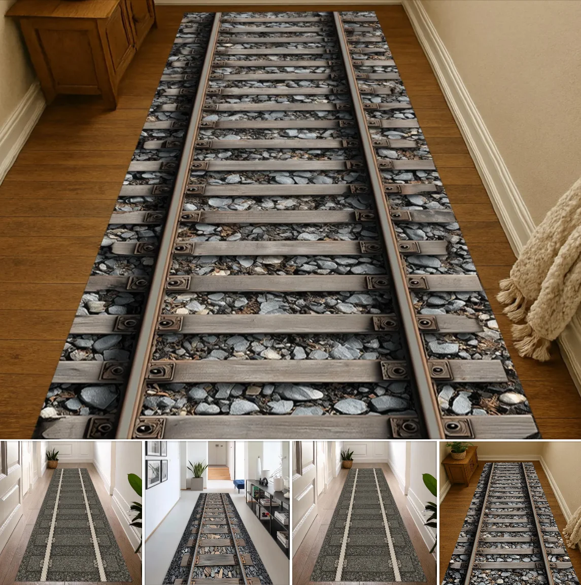 

Коврик для прихожей с 3D-текстурой в виде железнодорожной линии, нескользящий, мягкий, легко чистится, для дома и промышленных помещений