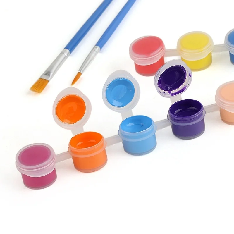 12Color Acrylic Paint Set 6Grid Graffiti Paint With Drawing Pen DIY Paint Gypsum Doll Acrylic Paint Student Drawing Stationery