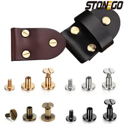 STONEGO 10PCS Leather Tool Double Cap Belt Leather Screws Studs Decorative Copper Rivets Metal Craft Double Sided Stonego Tools