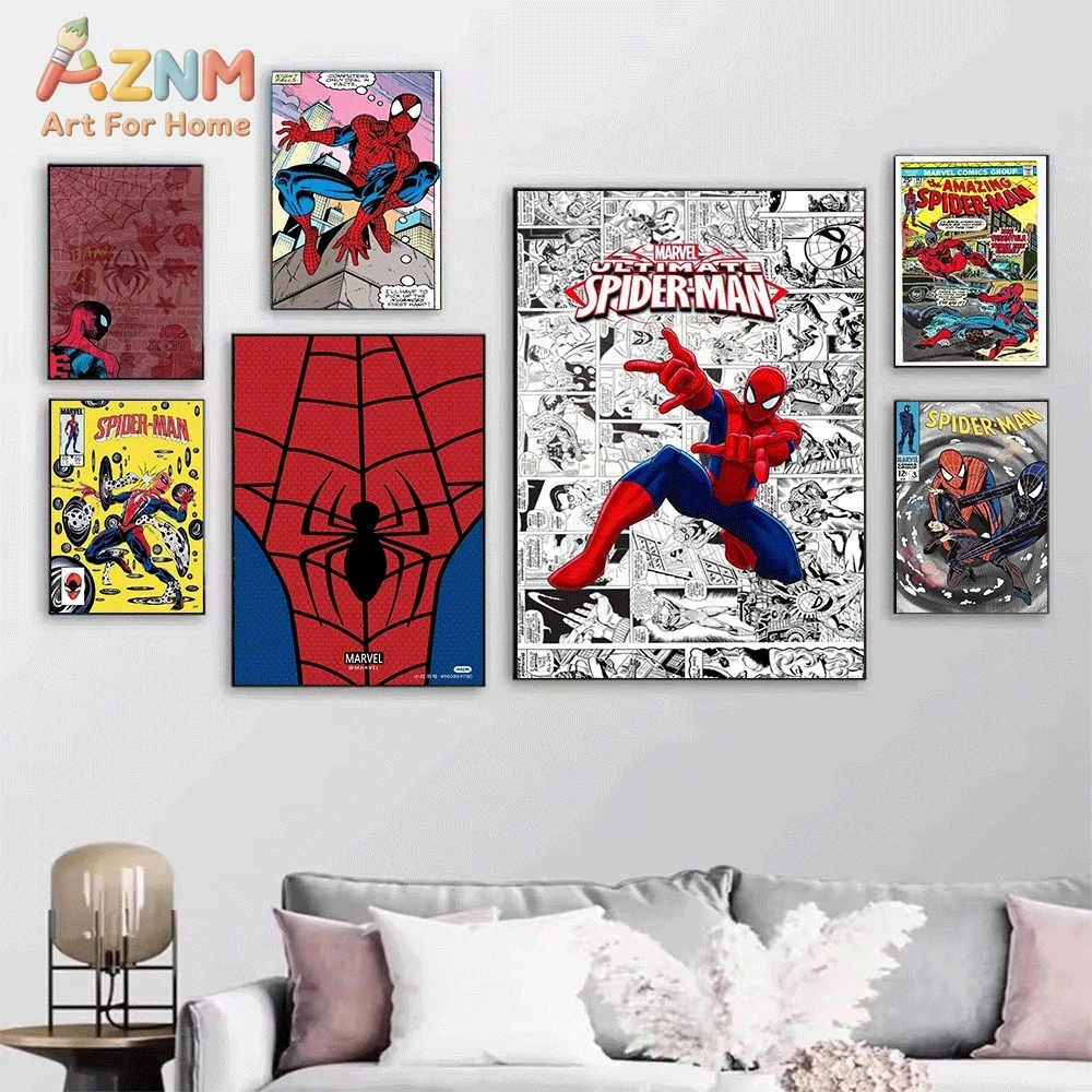 Spiderman Venom Home‑Coming Superhero Canvas Wall Art Poster Vintage Marvel Comic Print Picture Home Bedroom Living Room Wall