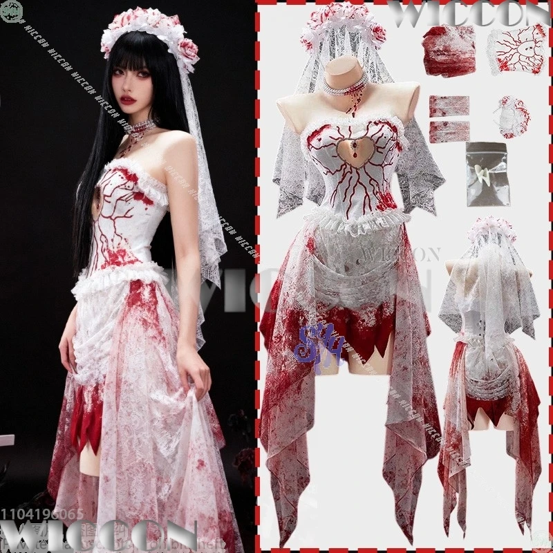 

Аниме Ужасы Невеста Хэллоуин Активность Косплей Кровавое свадебное платье Темное готическое сердце Лолита Джирай Каэй Девушка ComicCon Ролевая игра