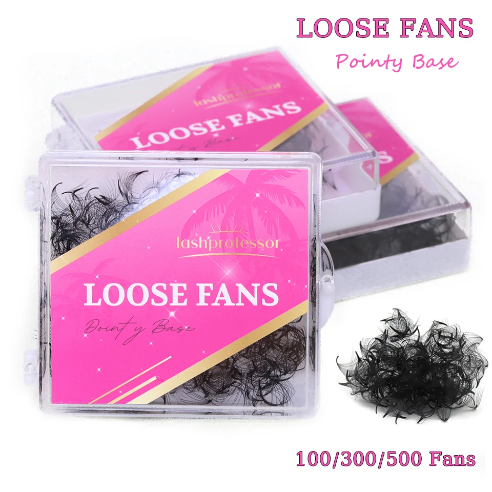 ขนตาปลอมแบบพัด 500 ชิ้น ขนาด 3D-40D ความยาว 7-18 มม. ฐานแหลม แบบสำเร็จรูป ก้านกลาง ปลายแหลม แคบ เพรียวบาง ขนตาแบบรัสเซียนวอลุ่ม