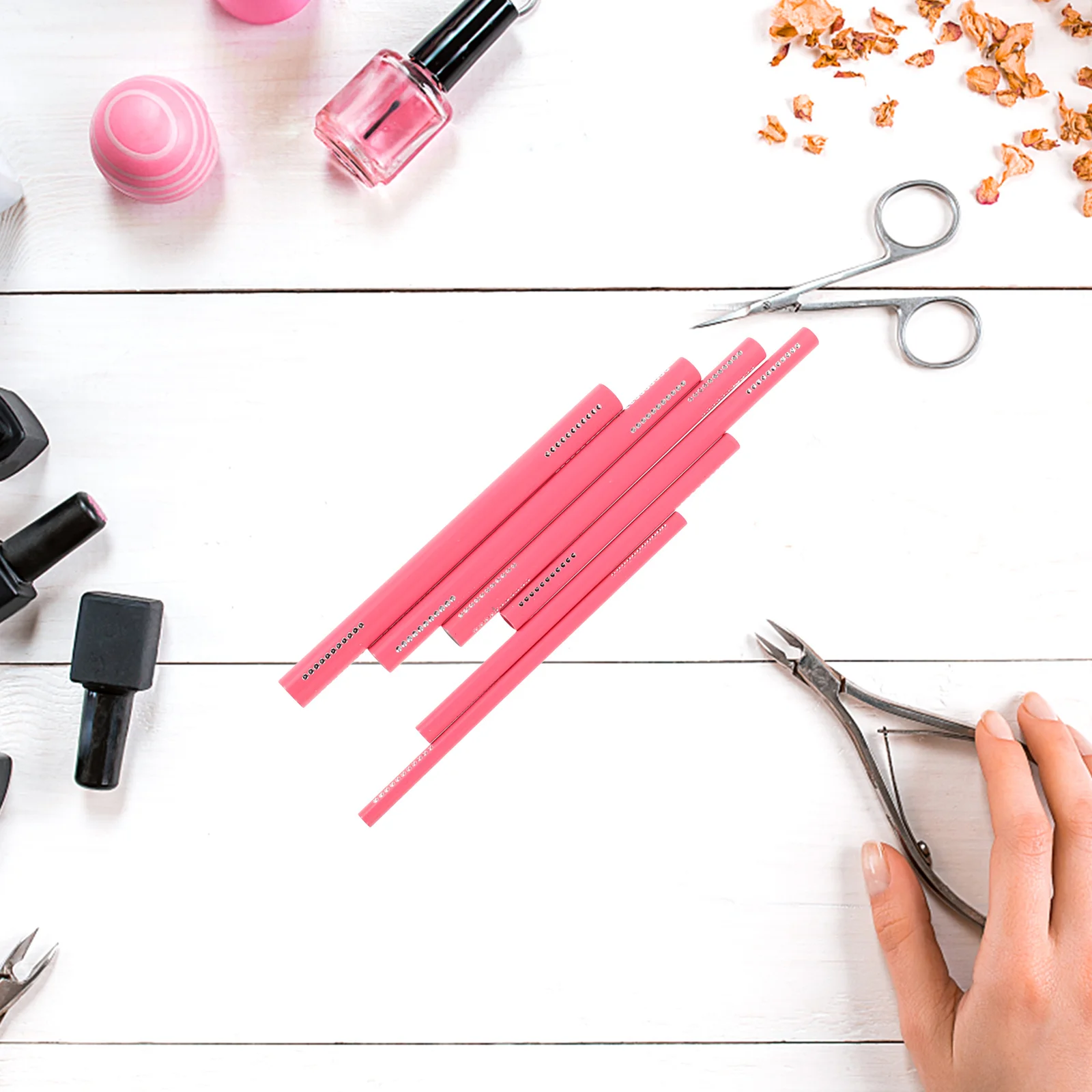 

6Pcs Crystal Nail Pressure Wand Ergonomic Design Shaping Tool for French Manicure Cuticle Cleanup Easy Clean Manicure Essential