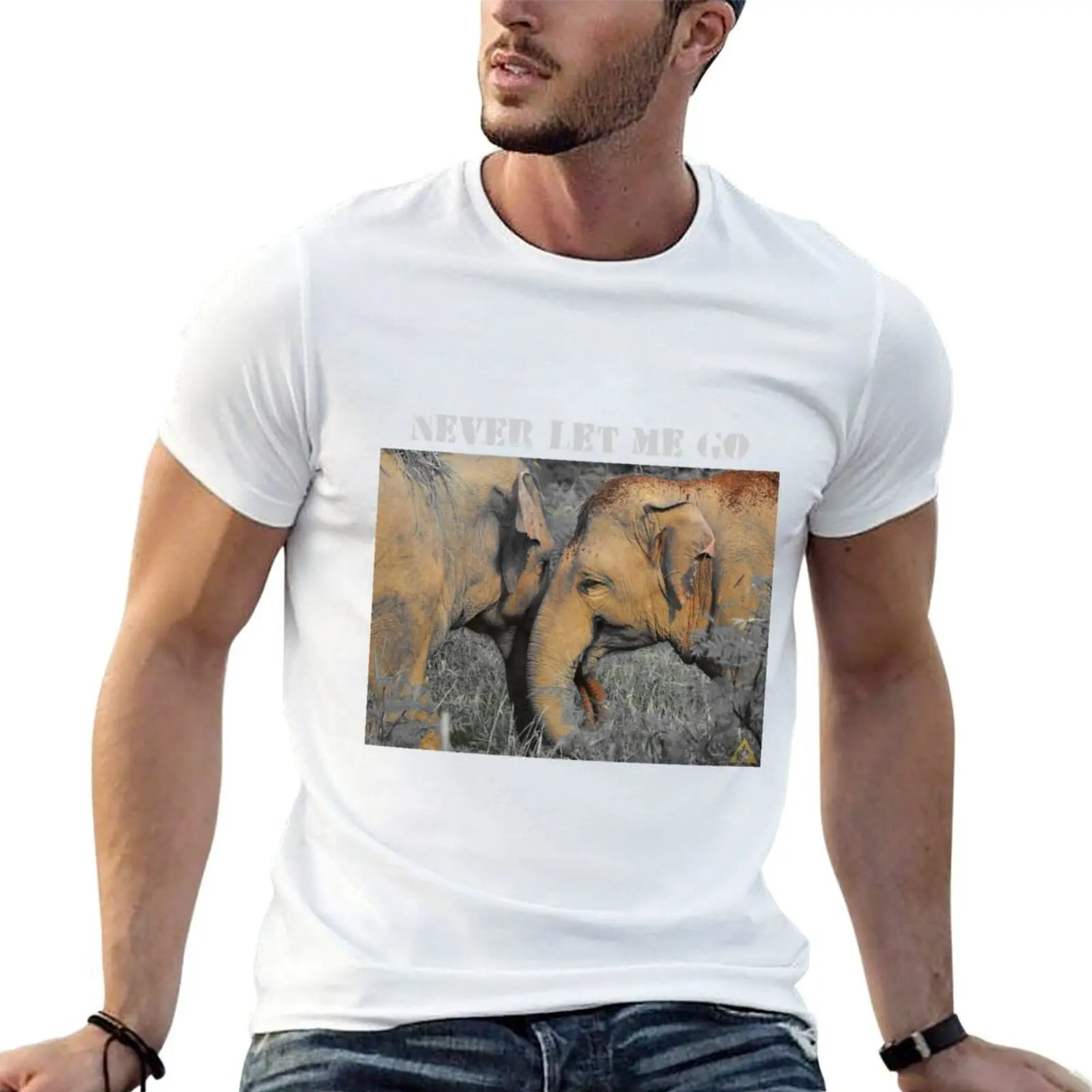 

Never let me go elephant T-Shirt t shirts for man graphic funny t shirts for man pack cotton T-Shirt