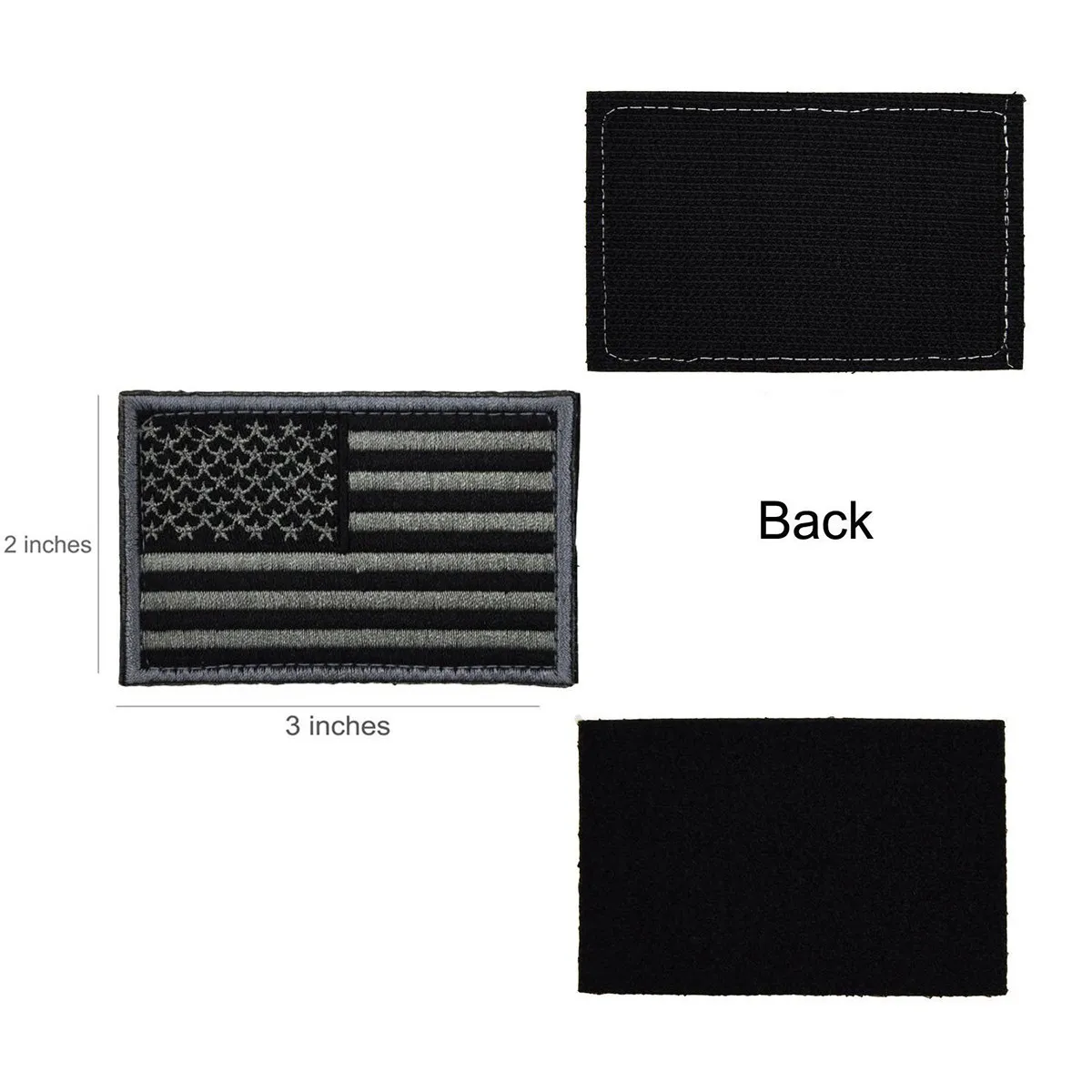 4Pcs Usa Flag Patch Self-Adhesive American Flag Badge Military Uniform Emblem Patches Charcoal Grey