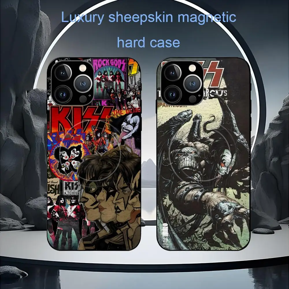 Kiss Rock Band Punk Phone Case For iPhone 17 16 15 14 13 12 11 Plus Pro Max  High-end Luxury Magsafe Sheepskin