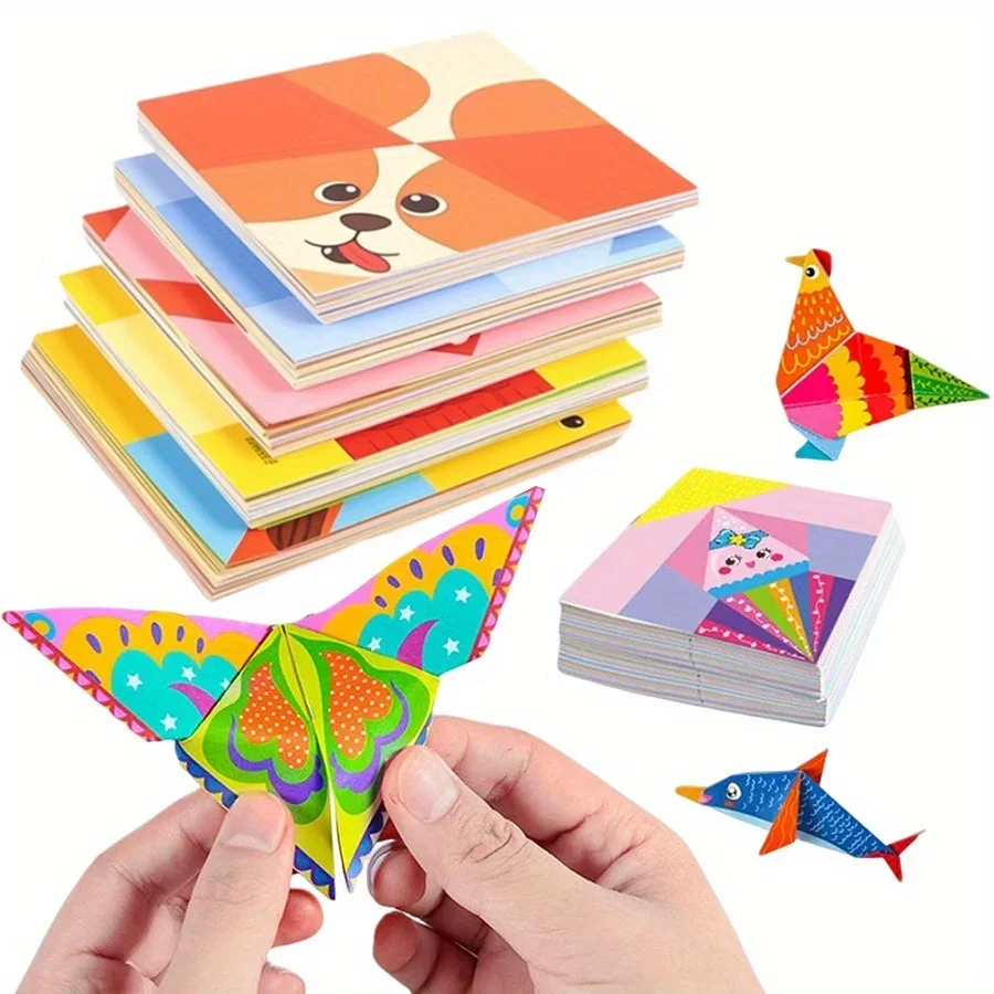 Origami-Papierset 54 Blatt, doppelseitiges Faltpapier mit Anleitung, DIY-Kunst- und Bastelset für Kinder und Erwachsene