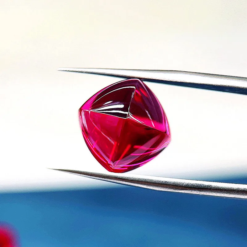 Lab Created Ruby Synthetic Corundum 5# Flat Bottom Sugar-loaf Cut Swiss Made Rough Available in12x12MM For Ring Jewelry Setting