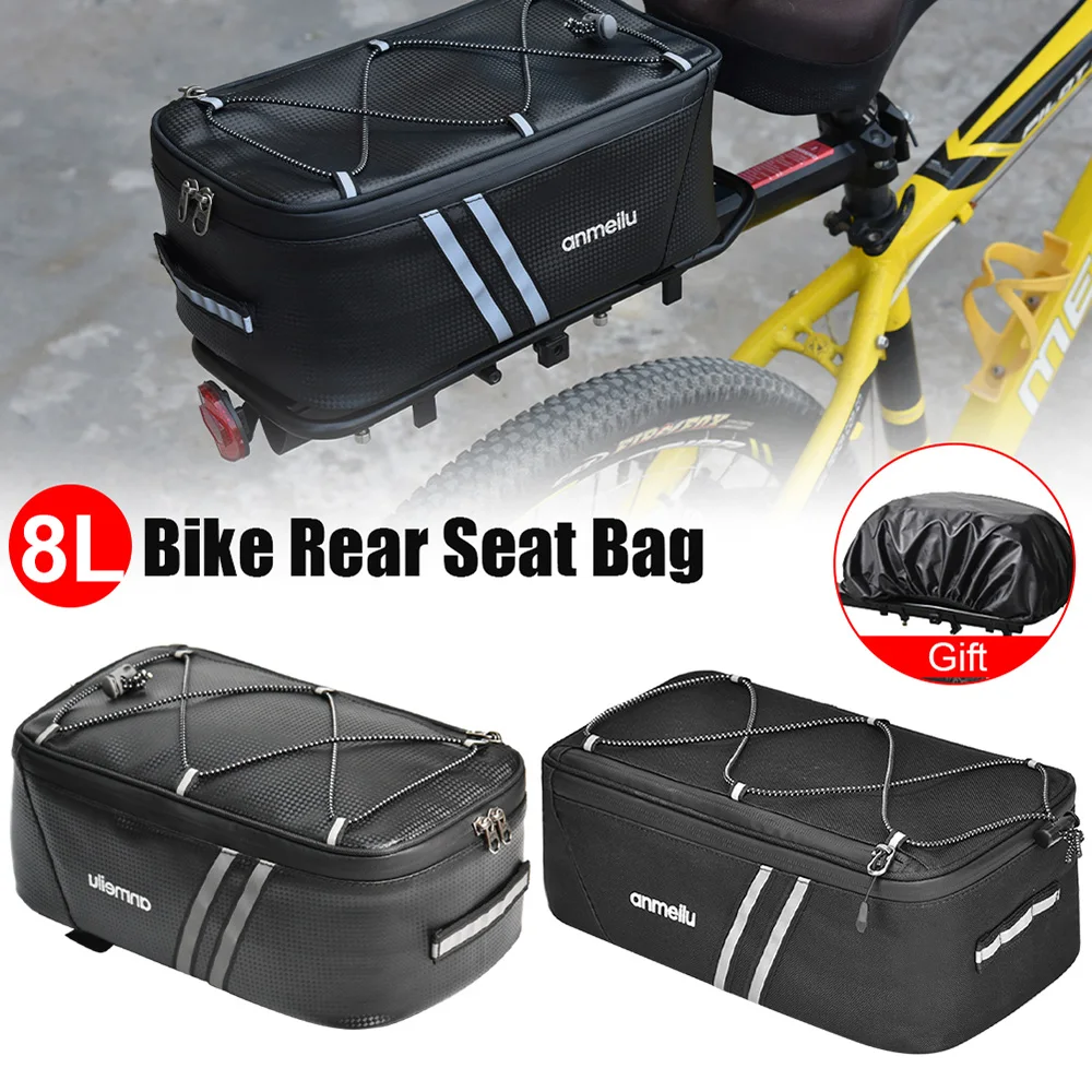 

Bike Trunk Bag Large Capacity 8L Bicycle Rear Bag Water Resistant Bike Rack Bag with Waterproof Rain Cover For Outdoor Cycling