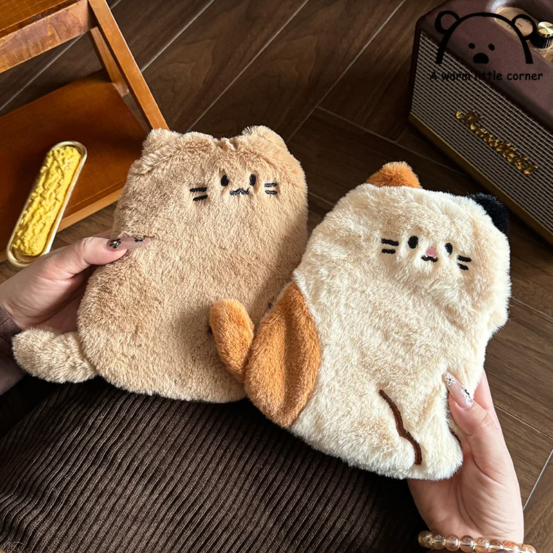 

Плюшевый кошачий мешок для горячей воды на зиму, теплый мешок для горячей воды для облегчения менструальной боли, наполненный водой мешок для горячей воды для зимнего подарка