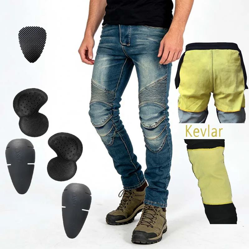 

Men Blue Kevlar Motorcycle Jeans Premium Abrasion Resistant Offroad Motorbike Riding Pants Comfortable Protective Trousers 02