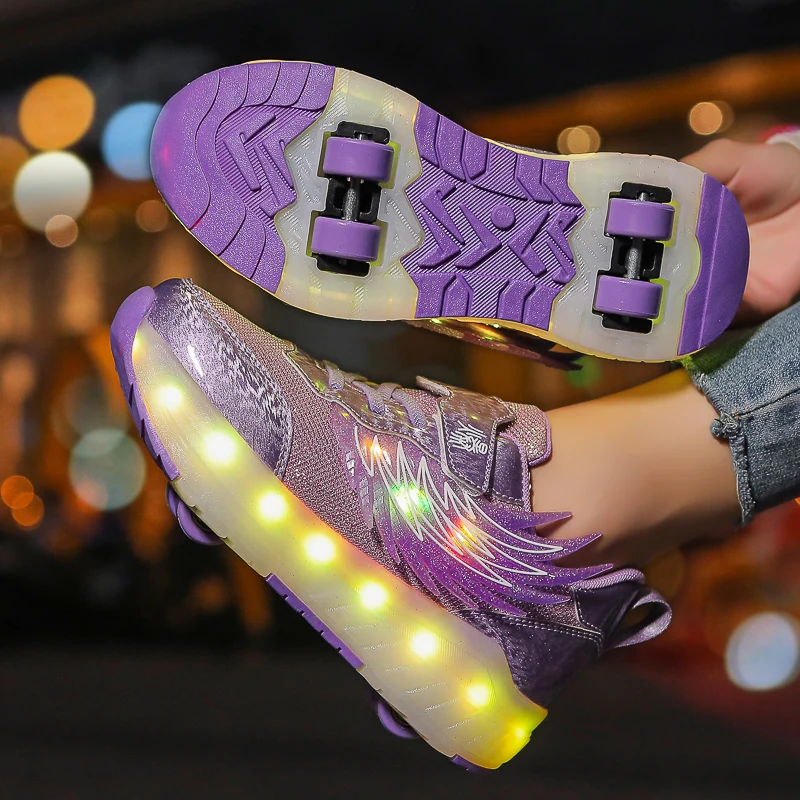 

Children's Roller Skating Shoe LED Light Up Outdoor Luminous Sports Walking Shoes Detachable 4-Wheel Roller Skate Shoes 2025 New