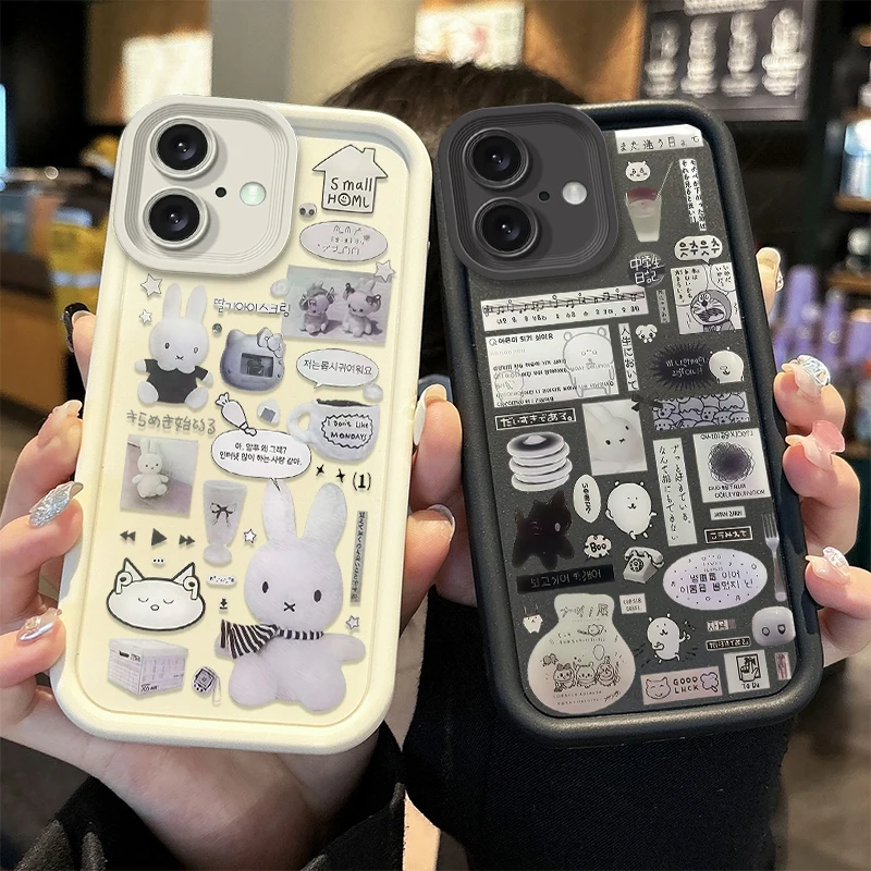 Funda de teléfono suave con bonito conejo Chiikawa para iPhone 16E 16 15 14 13 12 11 Pro Max X XR XS SE 2020 SE4 7 8 Plus, funda de silicona de lujo