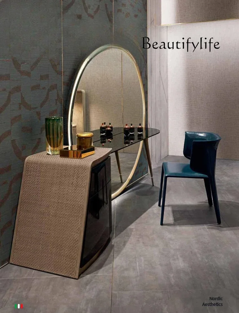XX Postmodern Dresser Bedroom Italian Solid Wood Design Creative Mirror Dressing Table Table Storage Cabinet Integrated