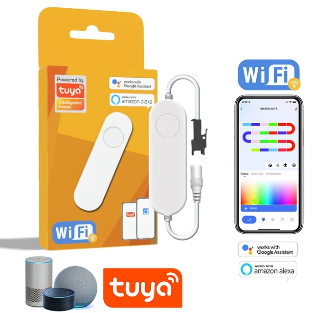 Kontroler adresowalny TUYA WIFI RGBIC ściemniacz 12-24V kontroler Smartlife dla WS2811 1603 Strip praca z asystentem Google Alexa