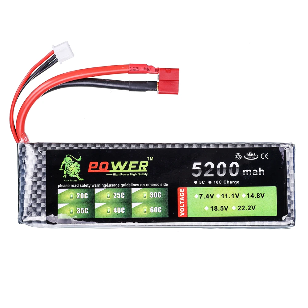 Batería Lipo 2S de 7,4 v, 1500mah, 1800mah, 2200mah, 3000mah, 4200mah, 5200mah, 6000mah, 7200mah, 10400mah, piezas de RC JST/XT60/T, 7,4 v