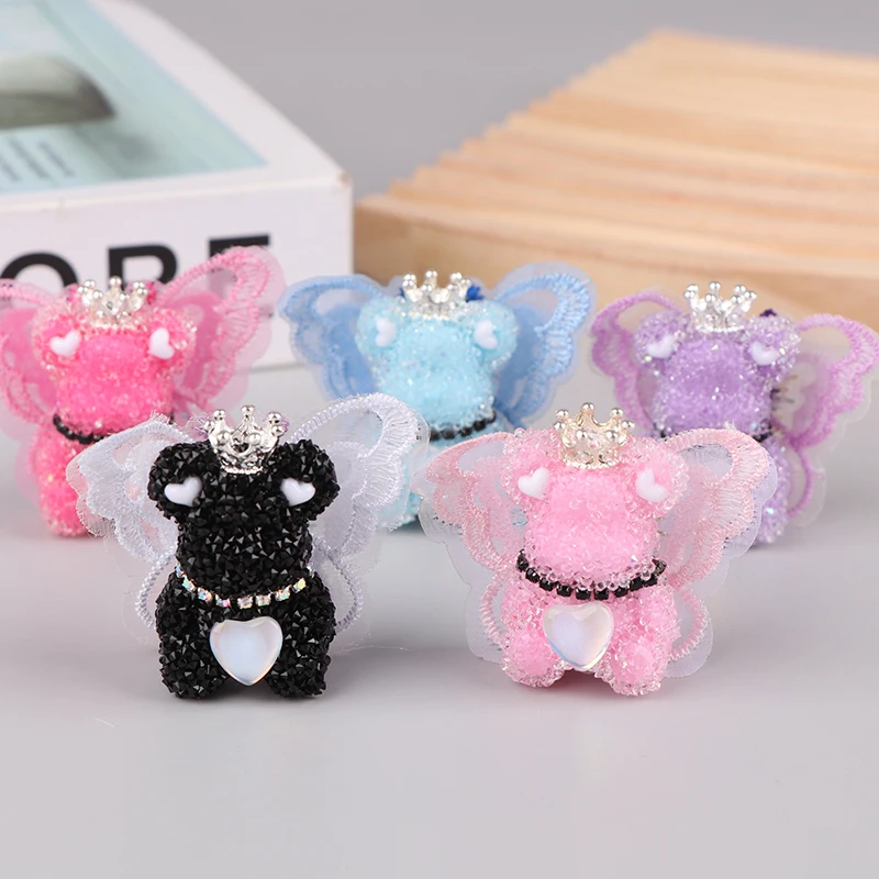 Straight Hole Winged Bear Loose Beads Sugar Beads Mobile Phone Chain Jewelry Accessories