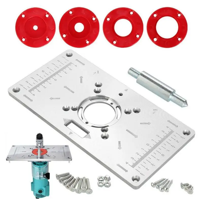 Multifunctional Aluminum Router Table Insert Plate Trimmer Engraving Machine Woodworking Bench Router Plate Mesa With Rings