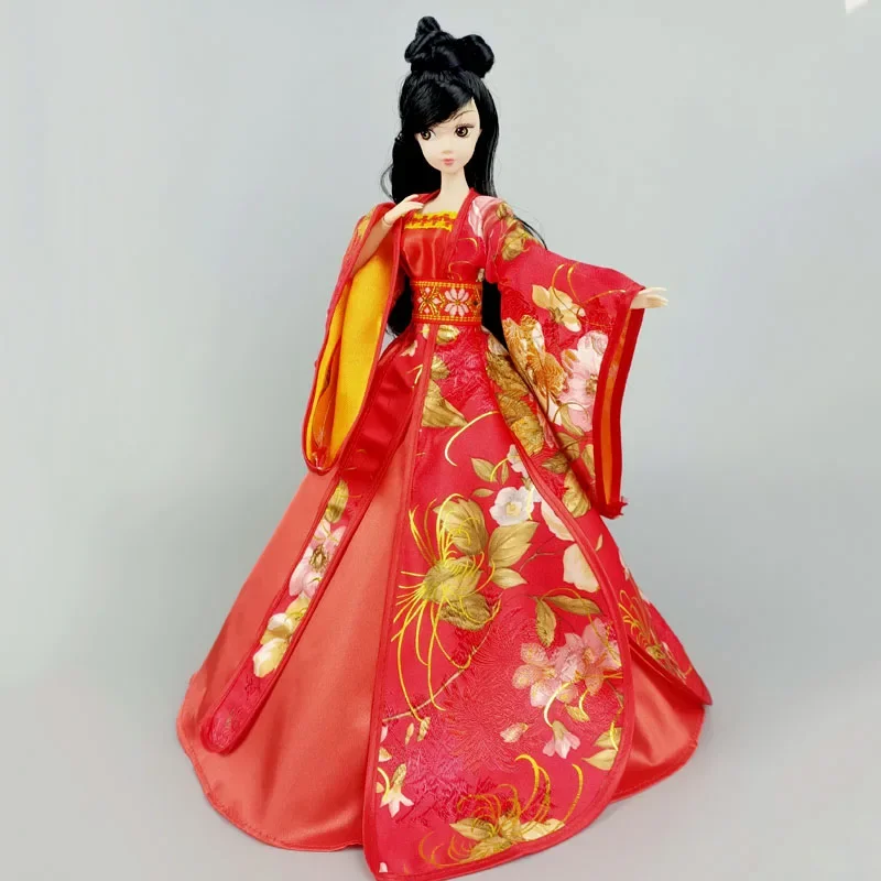 Red Cosplay Dress For Barbie Doll Outfits 1/6 Traditional Chinese Ancient Beauty Costume Clothes Party Evening Dresses Toys