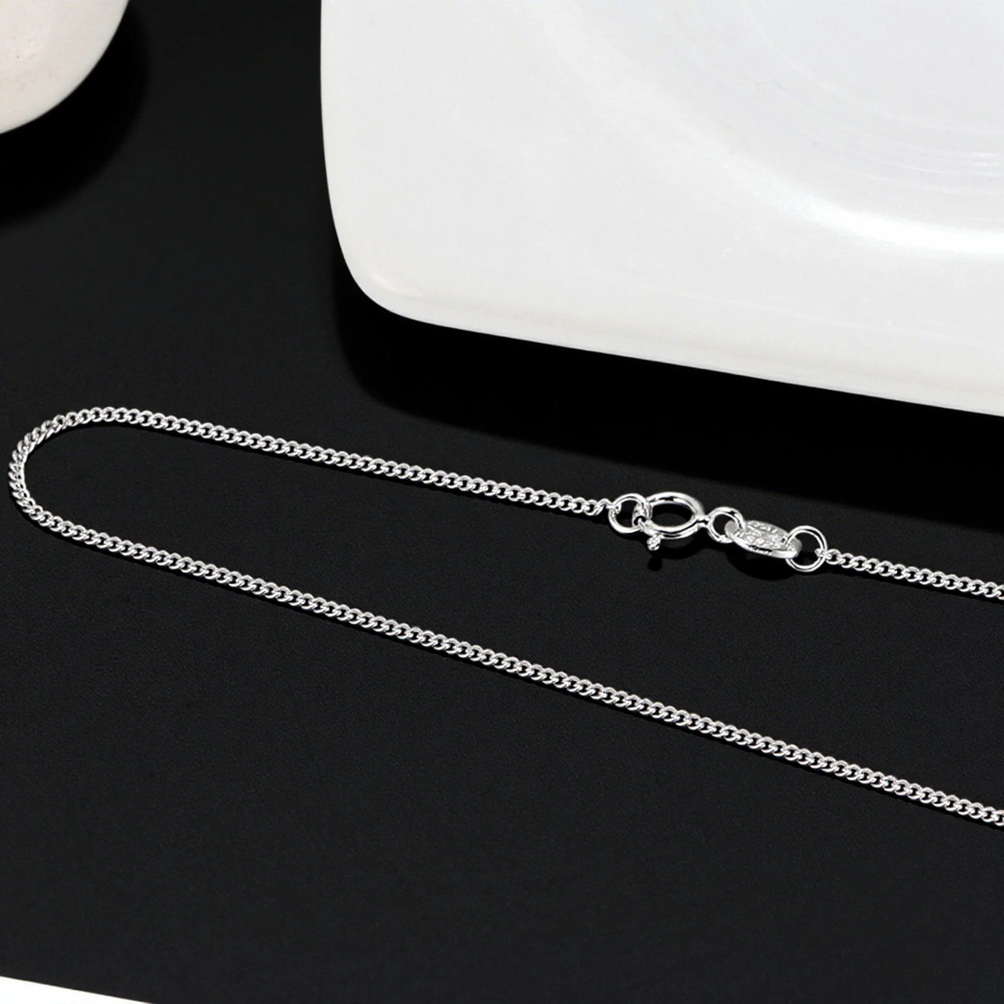 

Effie Queen 925 Sterling Silver 1.0mm Side Chain Necklace Basic Link Chain Minimalist Style Unisex Design Jewelry Fine Gift SC18