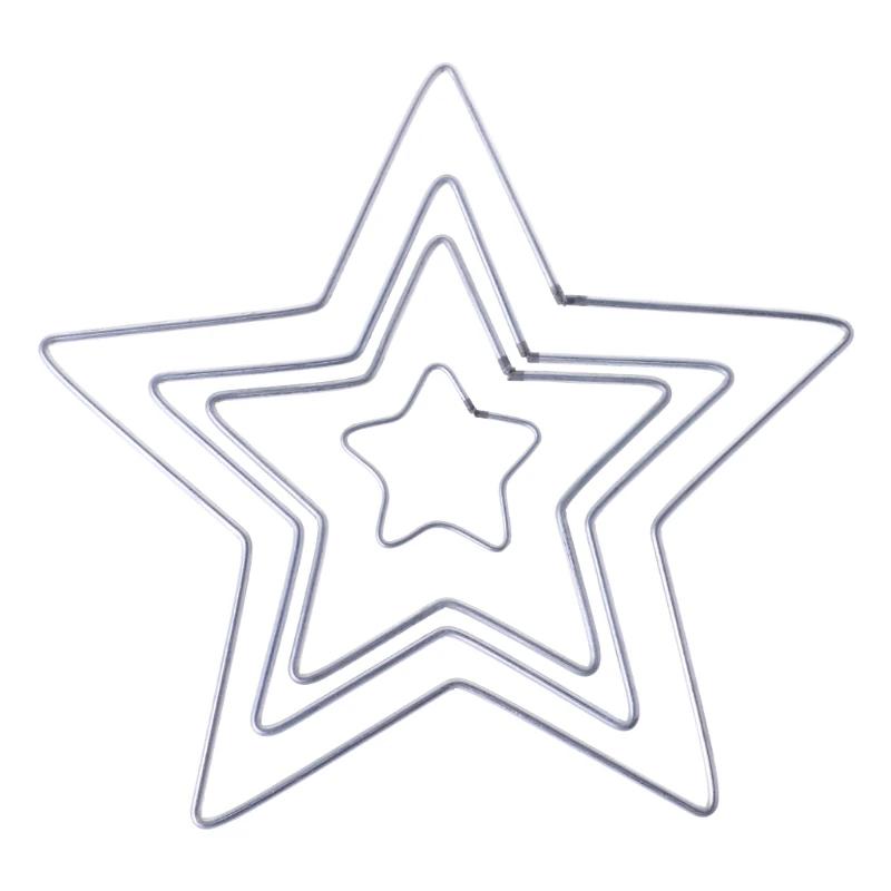 Star Dream Catcher Ring Silver Stars Shaped Wire Wreath Macrame Frames for Independence Day Garland Making Supplies