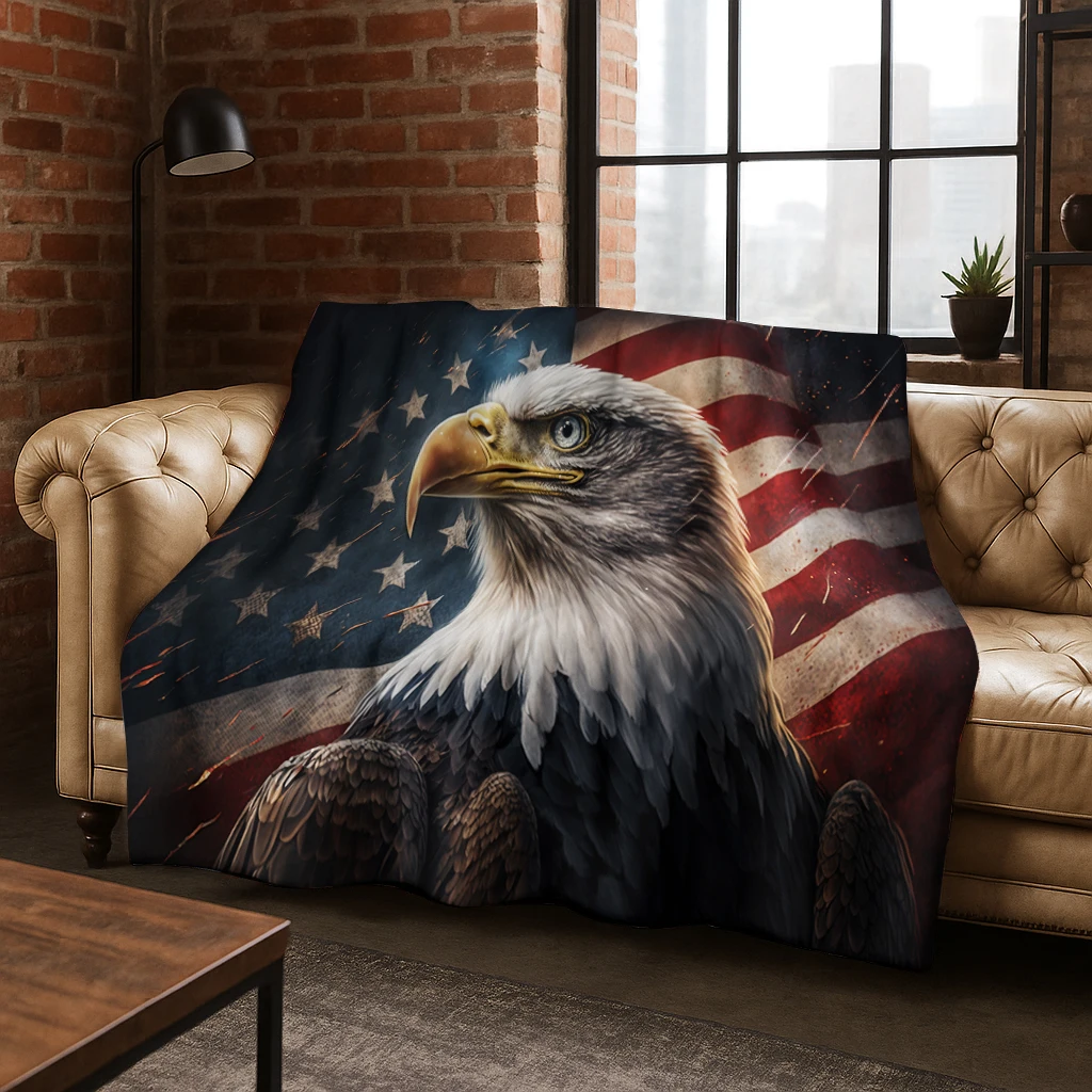 

United States National Bird Eagle Flannel Blanket Soft Warm Blanket for Bedroom Room Living Room Bed Travel Camping Picnic Gift