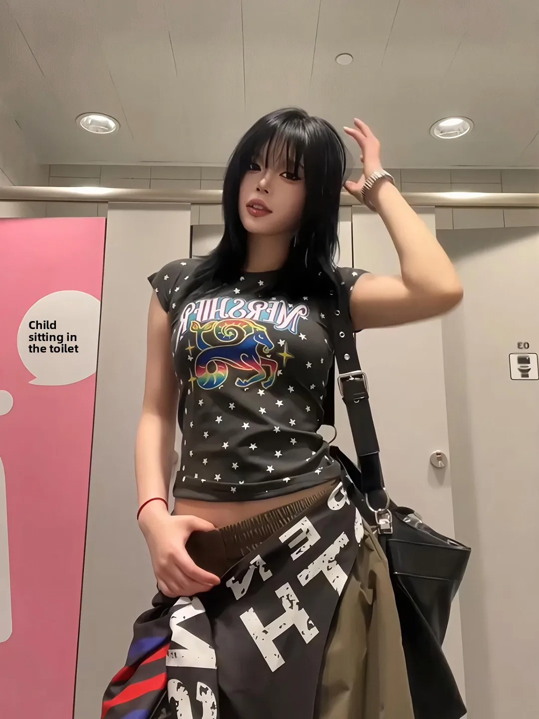 Amerikaanse Retro Star Print ort Sve T-shirt Dames Zomer Slim Fit Modal Top Hot Girl Sle Creatief Patroon Koel gevoel