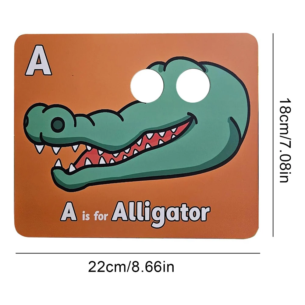26-teiliges Alphabet ABC Lernkarten-Set mit Tiermasken, Bunte Alphabet-Maskenkarten, Pädagogisches Lernspielzeug zur Buchstabenerkennung