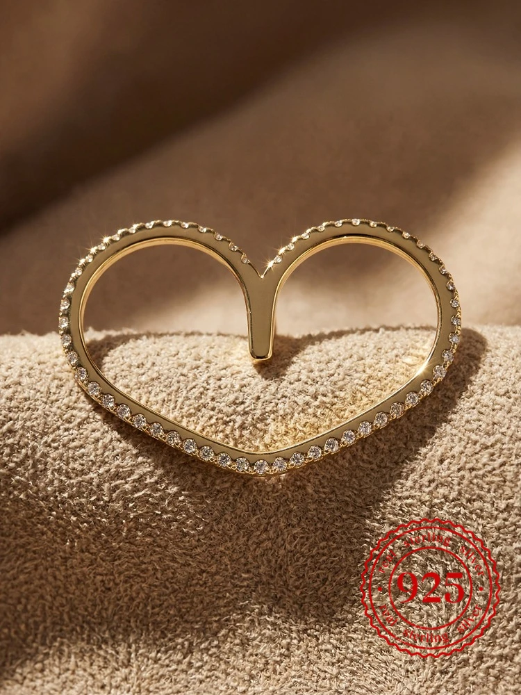 

925 Sterling Silve Shiny Love Shape Ring For Women Wedding Anniversary Daily Wear Gorgeous Luxury High Quality Fine Jewelry