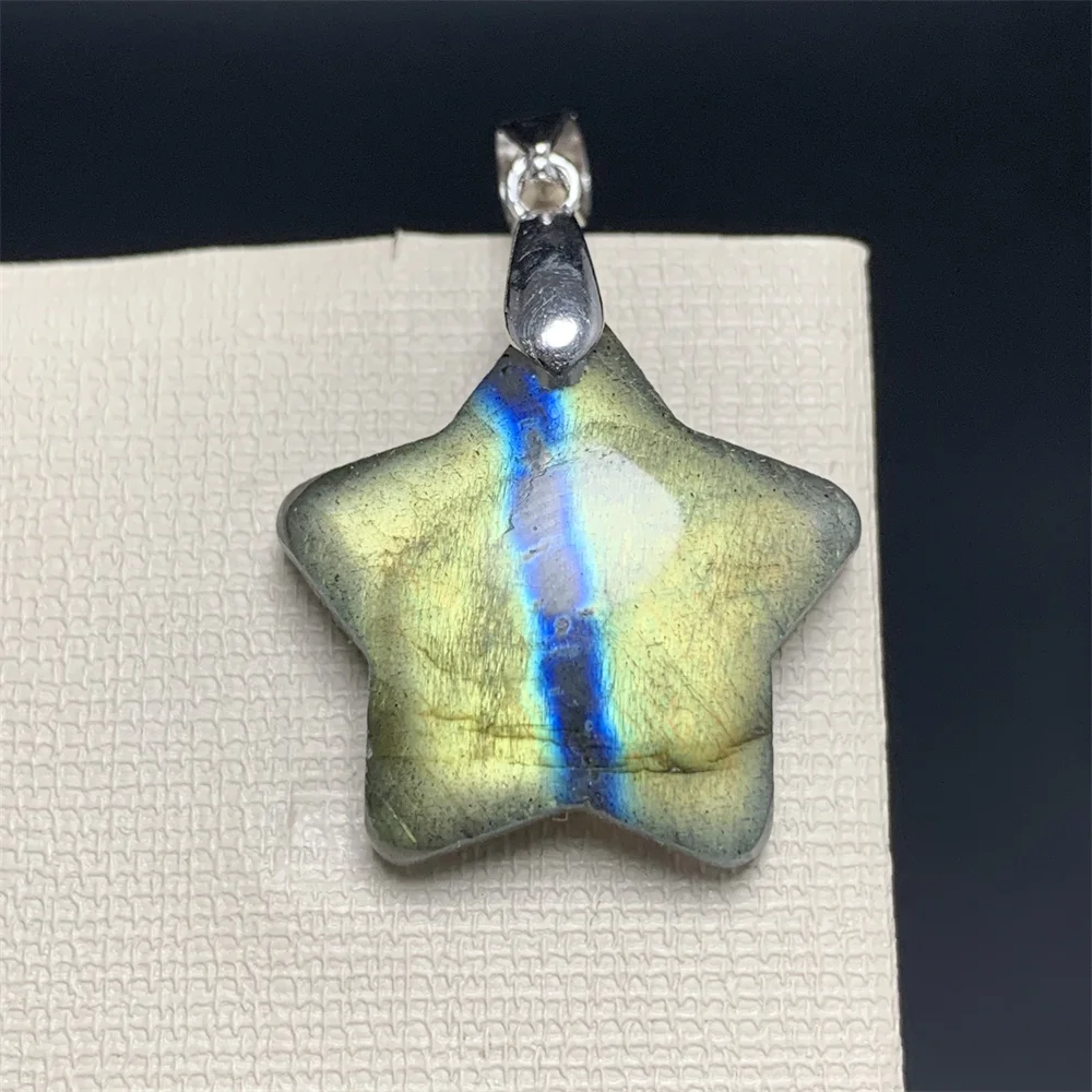 Uglyless Natural 20MM Stars Labradorite Pendants Necklaces Women Lovely Full Light Star Labrador Stones Orange Blue Purple Beads