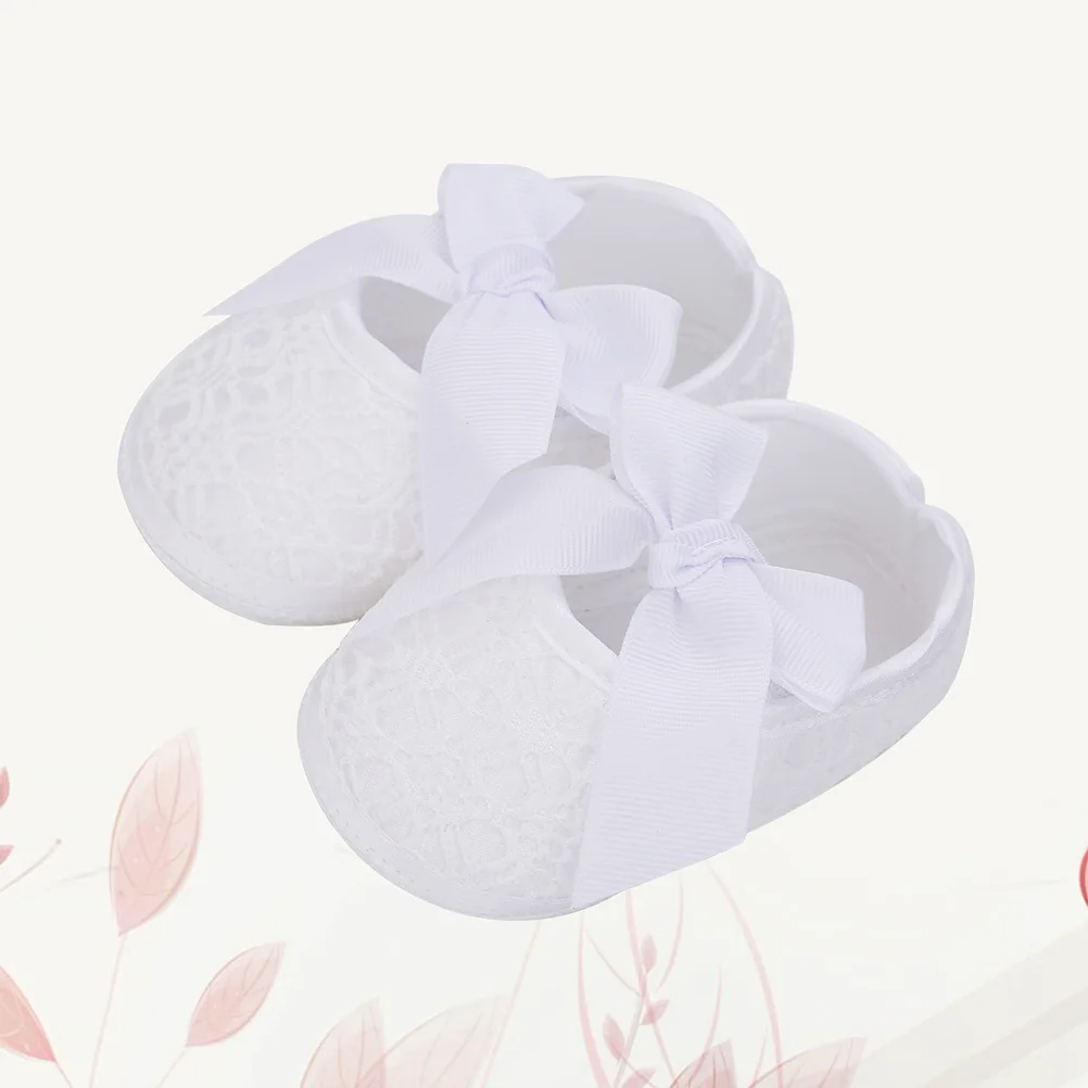 1 زوج طفلة أحذية بسيطة أنيقة الأميرة الدانتيل الوليد الرضع سرير أحذية 0-1 سنة حجم 13 11.5 سنتيمتر الأبيض
