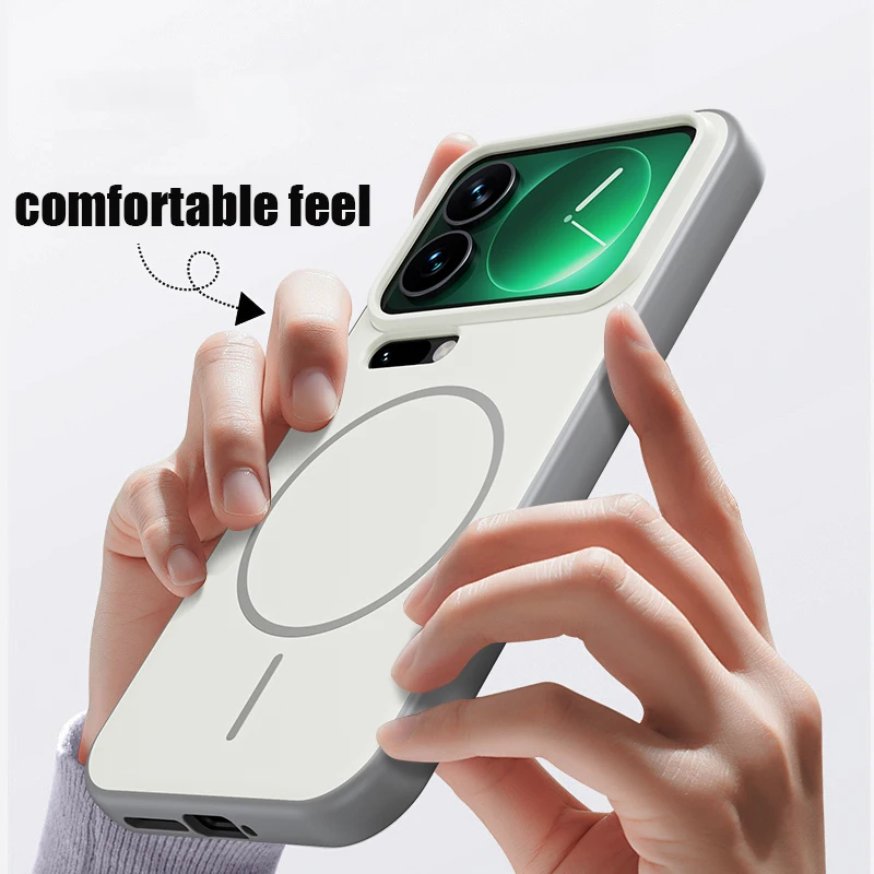 حافظة هاتف مقاومة للصدمات بلون سادة غير لامع لهاتف Xiaomi 17 Pro Max لهاتف Magsafe غطاء خلفي مغناطيسي للشحن اللاسلكي #2