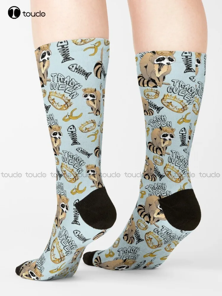 Trash Queen Raccoon With Tiara Crown Funny Trash Gang Graffiti Socks Softball Socks 360° Digital Print Personalized Custom Gift