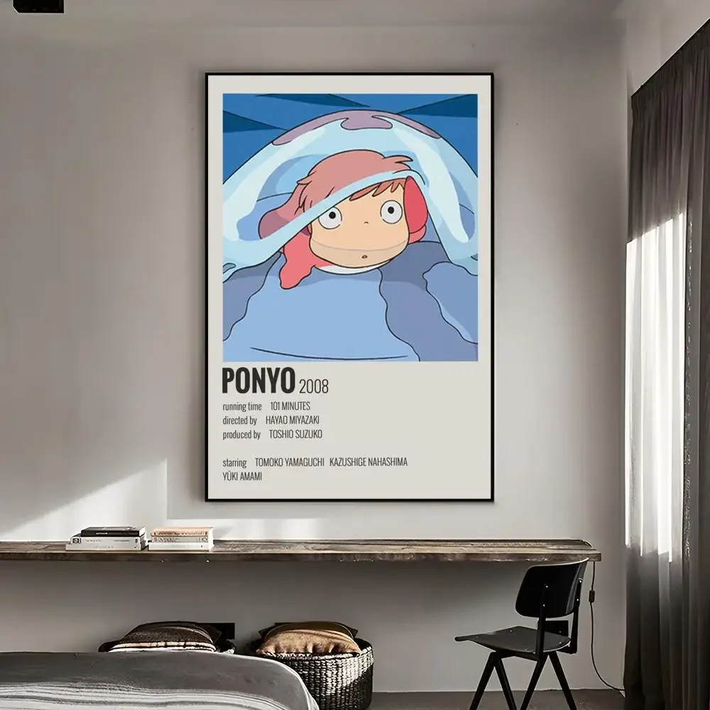 1PC Miyazaki Hayao Vintage Classic Anime Poster Paper Waterproof HD Sticker Bedroom Entrance Home Living Room Bar Wall Decor