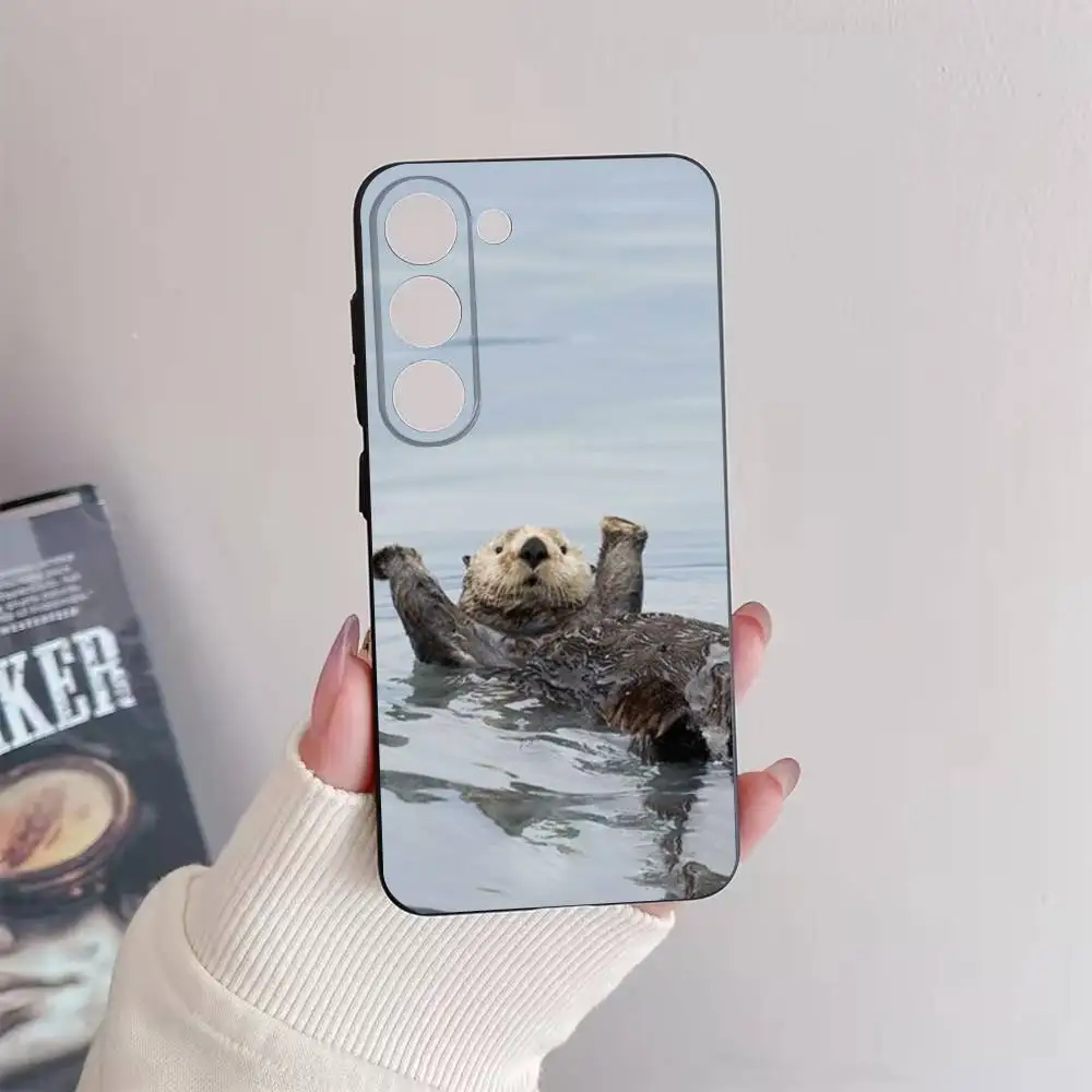 Cuteotter Lutra Lutra Casing Ponsel untuk Samsung Galaxy A73,72,51,53,52,71,22,5G,Note,J7,8,9 Sampul Hitam Lembut