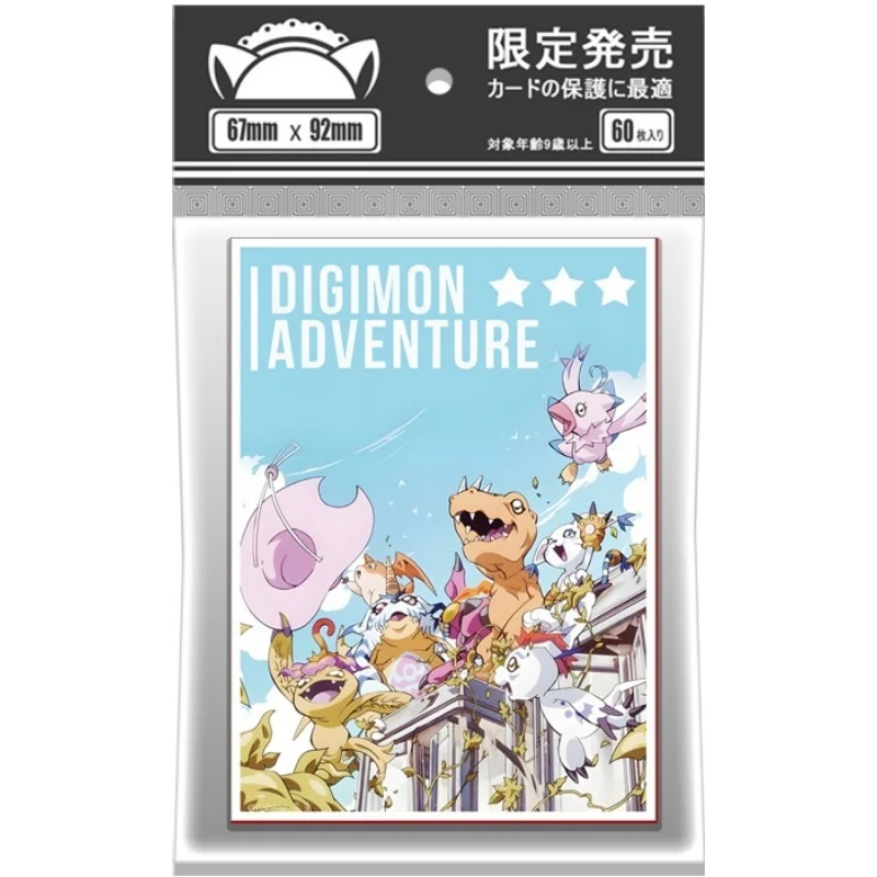 60Pcs/Set Cards Sleeve Digimon Adventure Agumon Gabumon Piyomon Anime Game Colorful Laser Version DIY Toy Cards Protective Cover