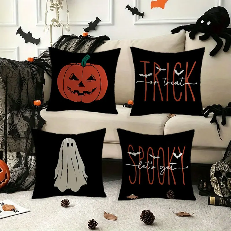 Halloween Single-sided Pillow Cover Home Sofa Living Room Bedhead Sample Suede Waist Pillowcase Pillow Cushion Cover
