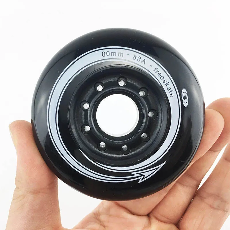 80mm 83A Slalom Inline Skates Wheels 8PCS/EST Skating Roller Black Street Asphalt Road FSK Skating Roller Patines Tires