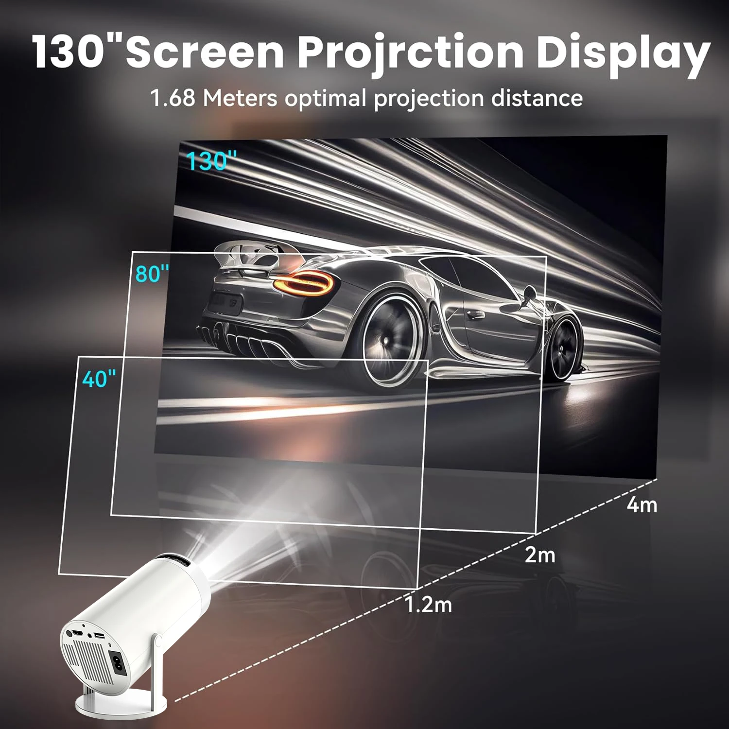 Erilles HY300 Pro 4K Projector Android 11 Dual Wifi6 260ANSI Home Cinema Outdoor Projetor