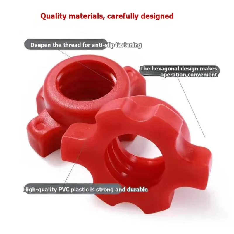 FSTE-Lock Nuts Dumbbell 25Mm-Set Of 4, High-Quality PVC, Red Color, For Standard Weights Ideal Perfect For Home Gym