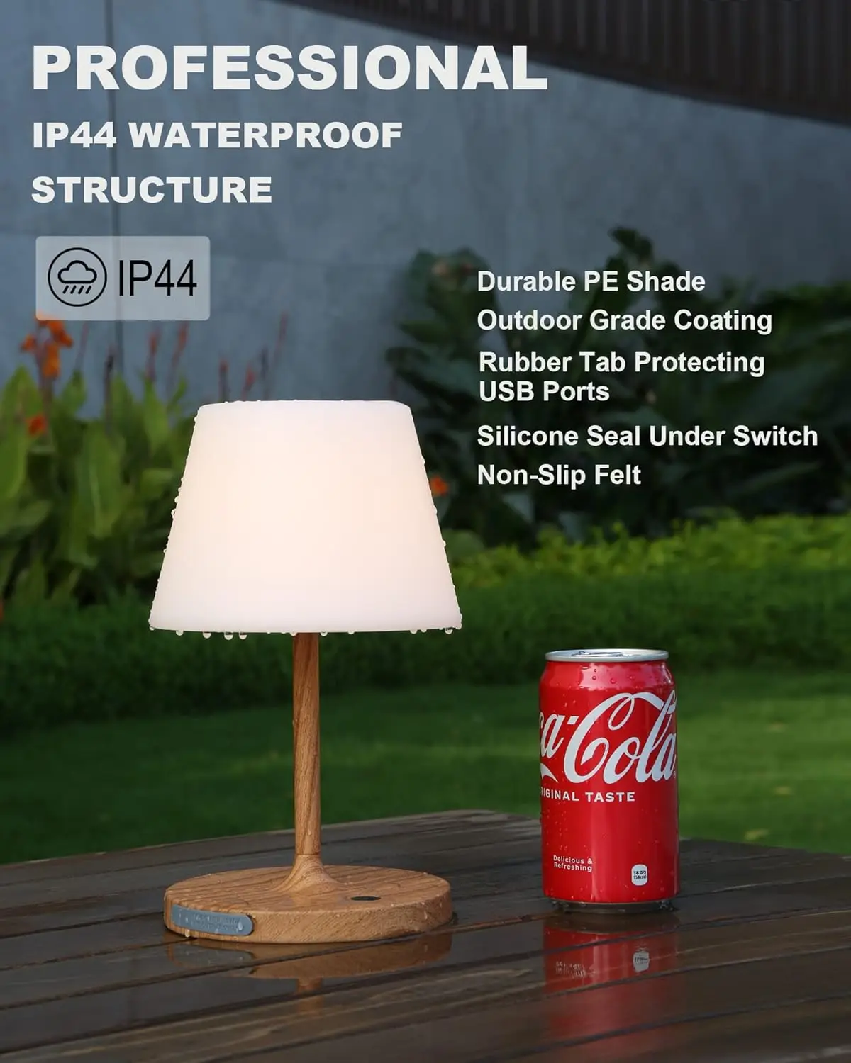 Waterproof Rechargeable LED Table Lamp, 4000mAh Battery, Touch Dimmable for Outdoor Camping Patio Home