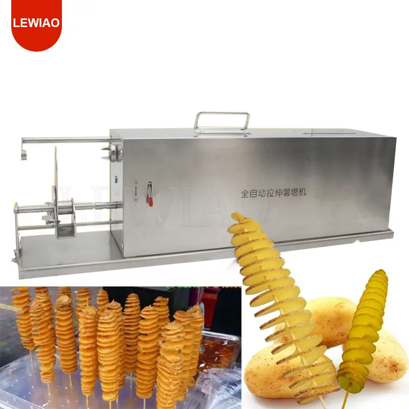 Automatic Stretching Potato Tower Machine Tornado Potato Cutter Slicer Rotary Chip Maker