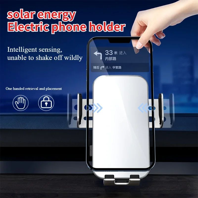 

For Tesla Model 3/Y/3+ 2021-2024 Solar Powered Electric Phone Holder Car Air Outlet Mobile Phone Holder Bracket Car Accessories