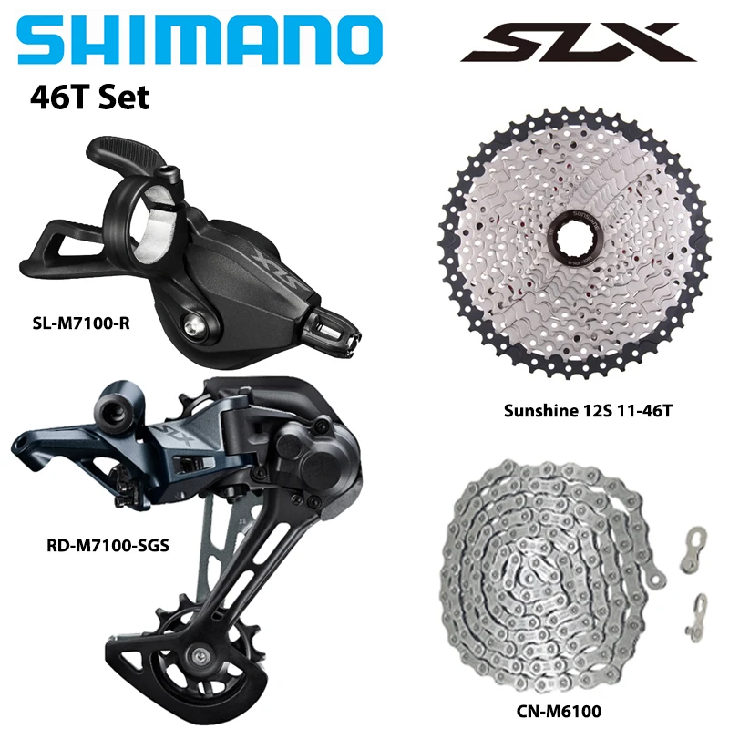 SHIMANO Deore SLX M7100 1X12S Groepset Versnellingspook Achterderailleur M6100 Keten SUNSHINE HG Cassette 12S 46T 50T 52T Fietsonderdelen