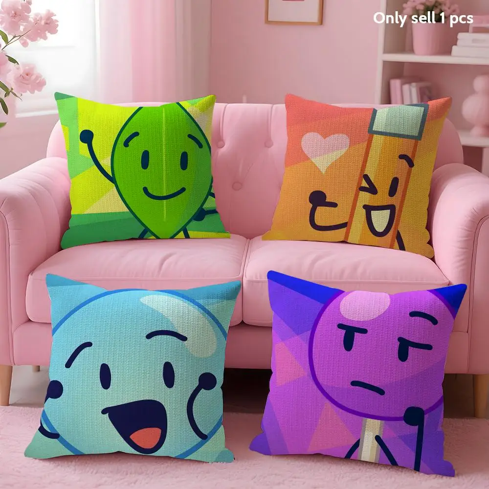 BFDI Battle For D-Dream Island Cushion Cover Decorative Linen Throw Pillow Case Soft For Bed Sofa Car Home Decor